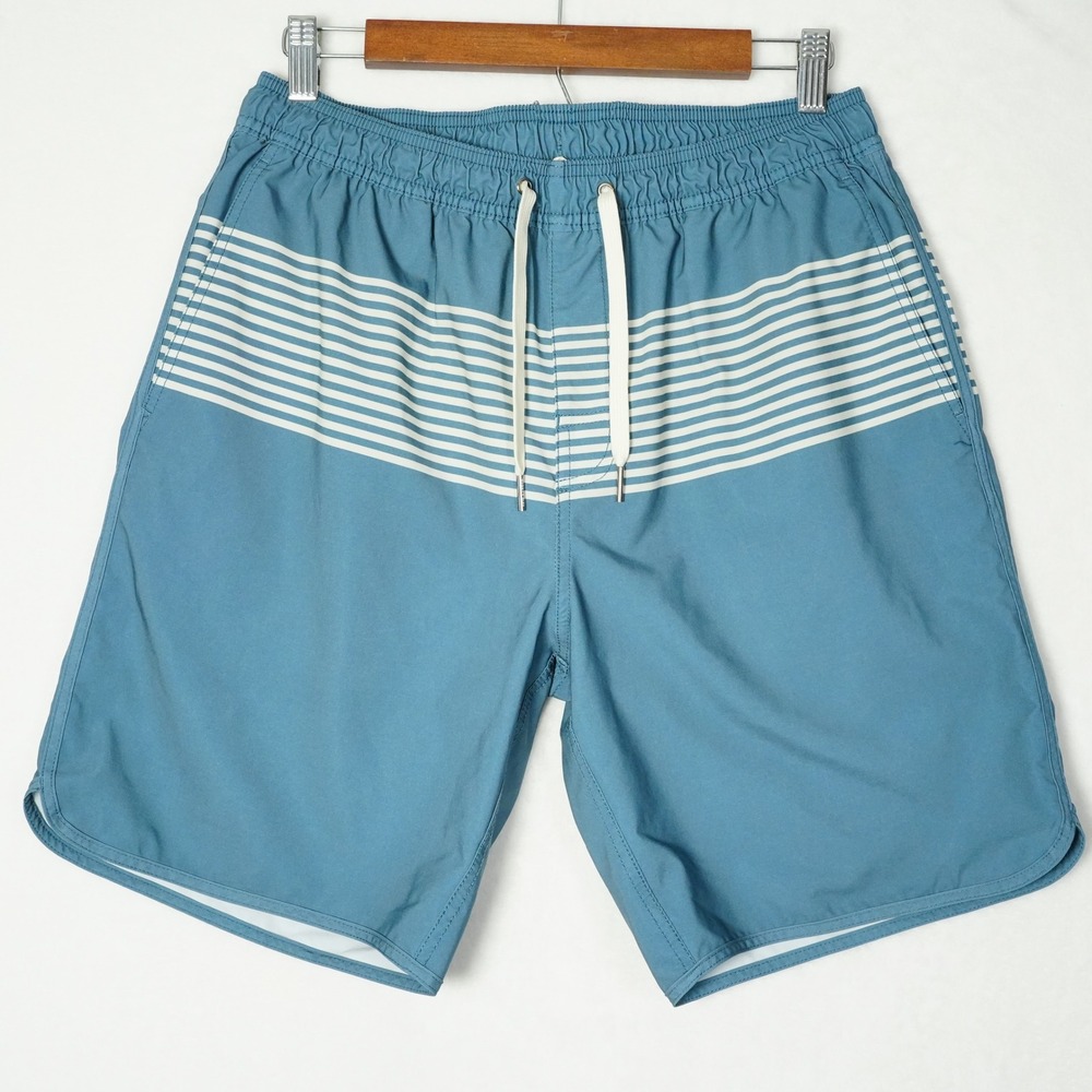 Fair Harbor The Anchor Blue Striped Swim Shorts Mens Large L Liner 8 Inch Inseam